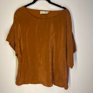 Anthropologie "Saturday Sunday" size L - 100% silk burnt orange top